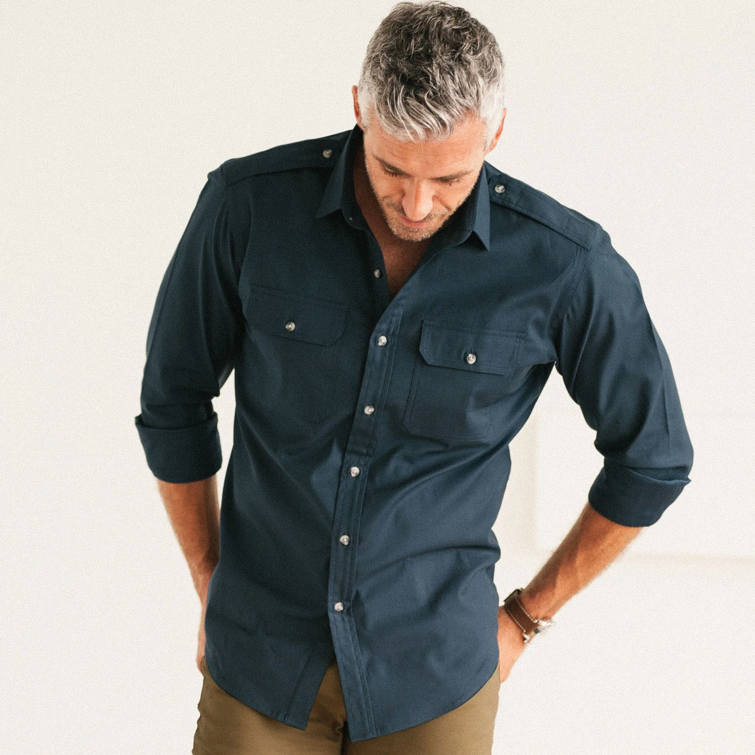 Smith Utility Shirt – Dark Navy Cotton Twill - Image 4