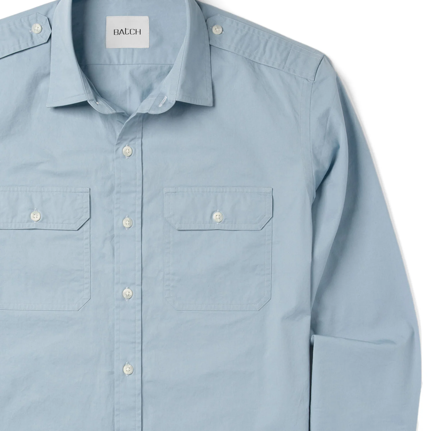 Smith Utility Shirt – Light Blue Cotton Twill - Image 3