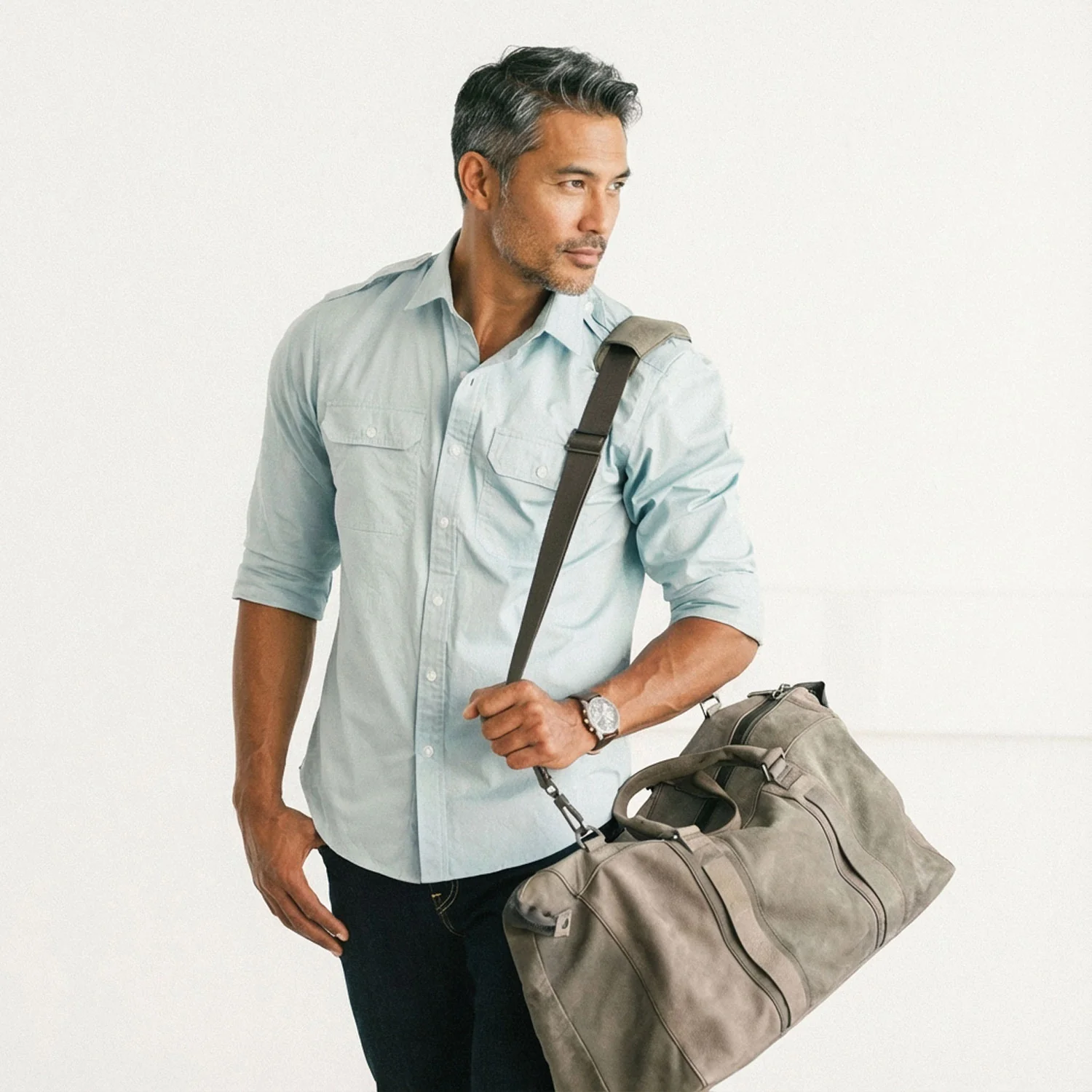 Smith Utility Shirt – Light Blue Cotton Twill - Image 5