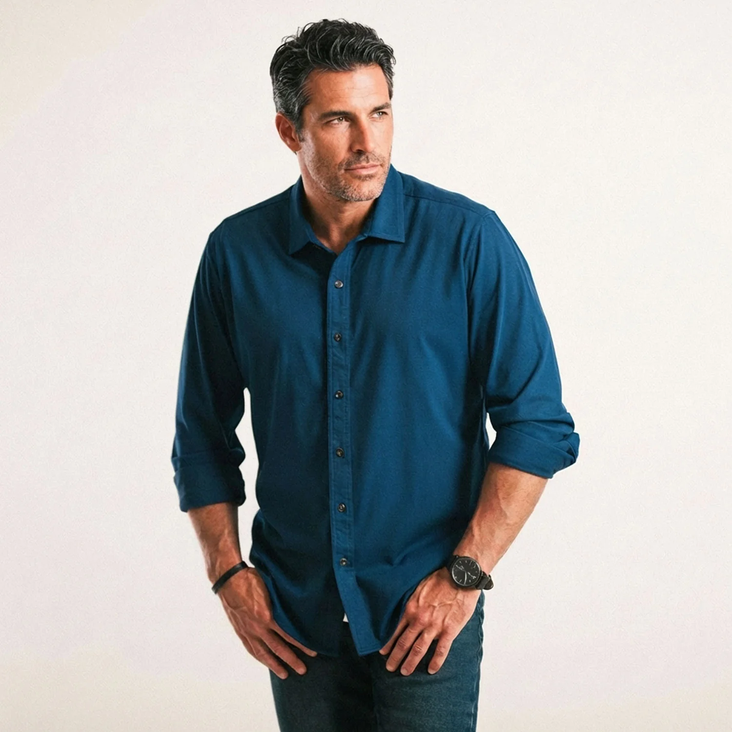 T-Shirt Shirt - Cobalt Blue Cotton Jersey - Image 4