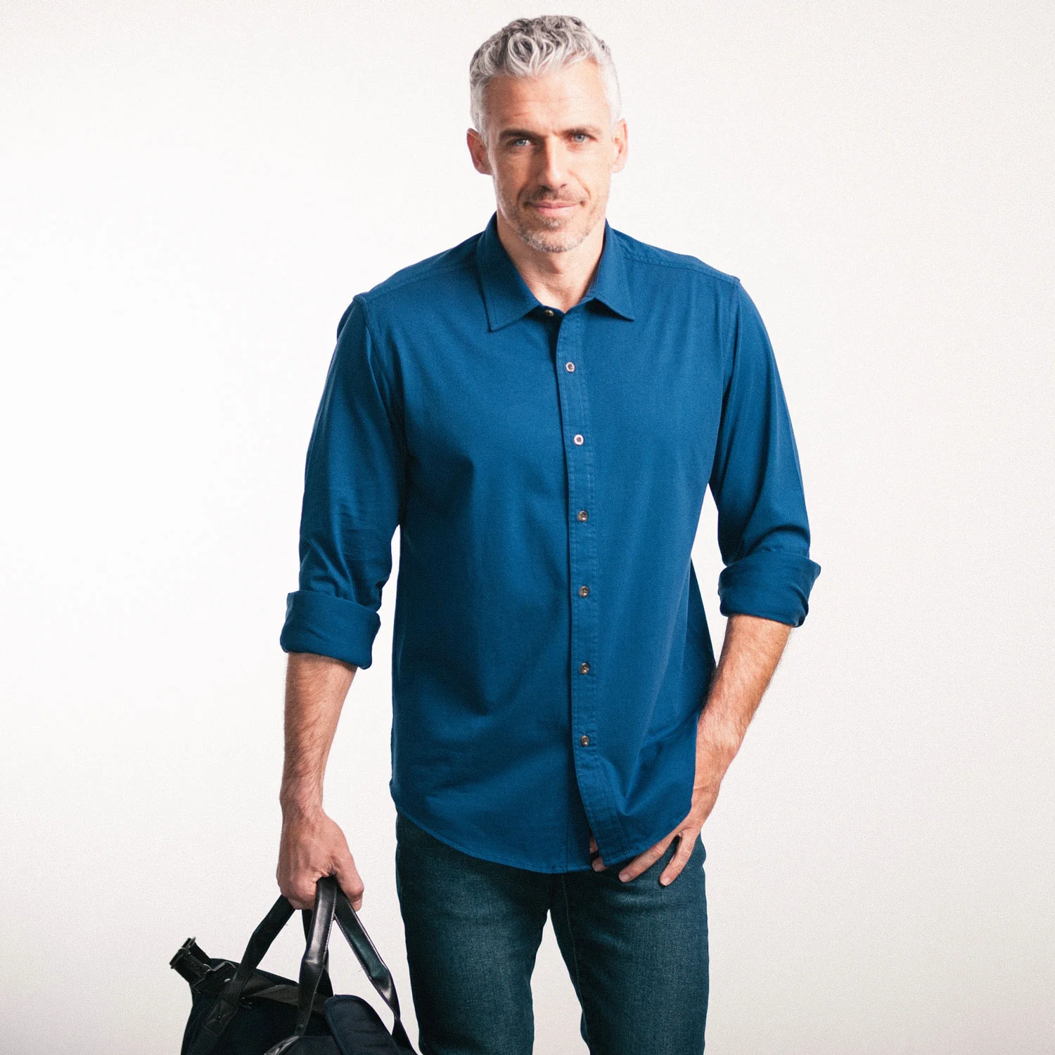 T-Shirt Shirt - Cobalt Blue Cotton Jersey - Image 5